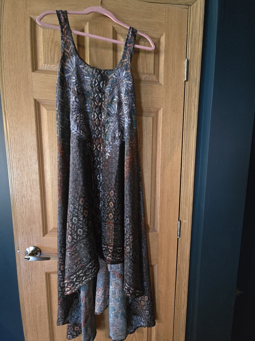 Boho-Print Sleeveless High-Low Dress in Multicolor Love Kyla By Cait